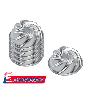 Mini Swirl Bundt Cake Pans – 9x3.5cm Aluminum Set of 6 by Caparroz
